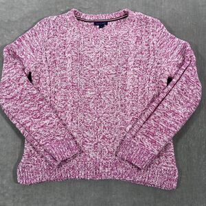Tommy Hilfiger Women’s Medium Pink‎ Long Sleeve Cable Knit Sweater